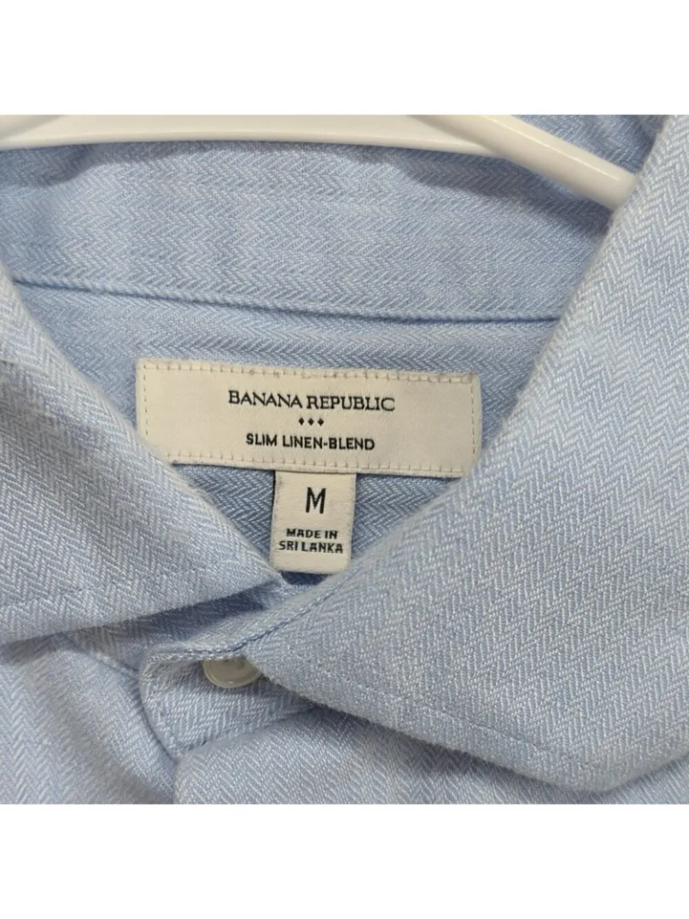 Banana Republic Slim Linen Rayon Blend Button Front Shirt Mens Med Light Blue